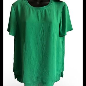hilary radley Ladies Two Layer Green Short Sleeves Blouse